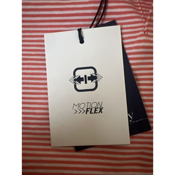 Crown & Ivy Motion Flex Soft Knit Polo Coral White Striped Men's Size Large - Picture 2 of 6